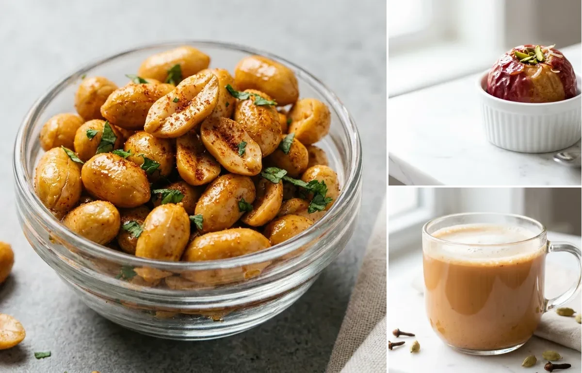 Roasted Peanuts with Apple with Masala Chai