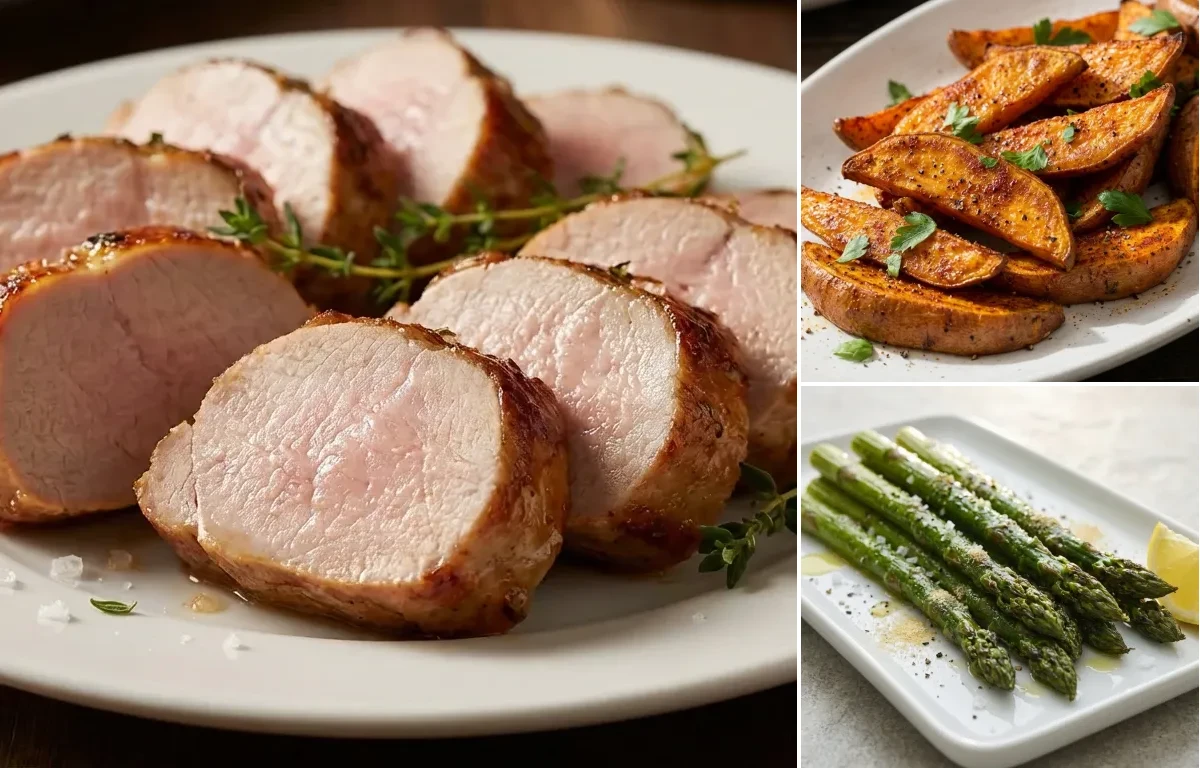 Roasted Pork Tenderloin with Roasted Sweet Potatoes and Roasted Asparagus