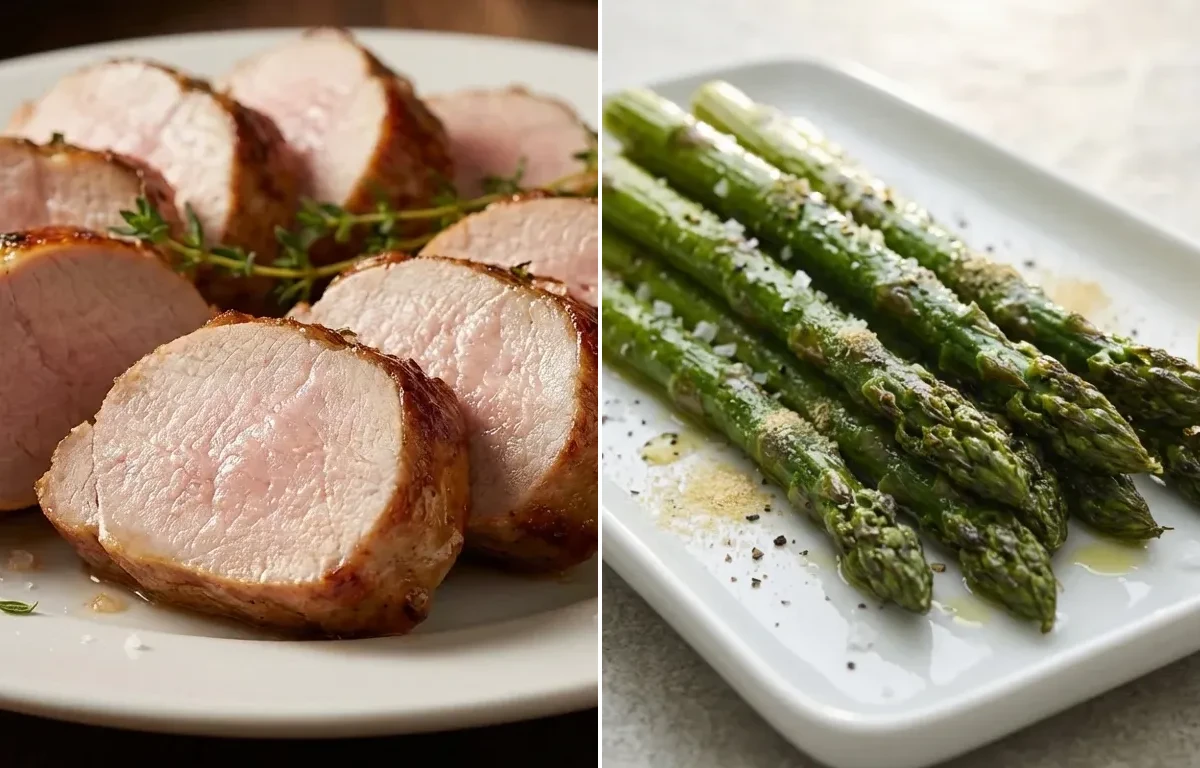Roasted Pork Tenderloin with Roasted Sweet Potato and Roasted Asparagus