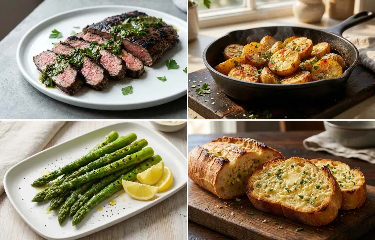 Roasted Potatoes with Grilled Flank Steak with Chimichurri