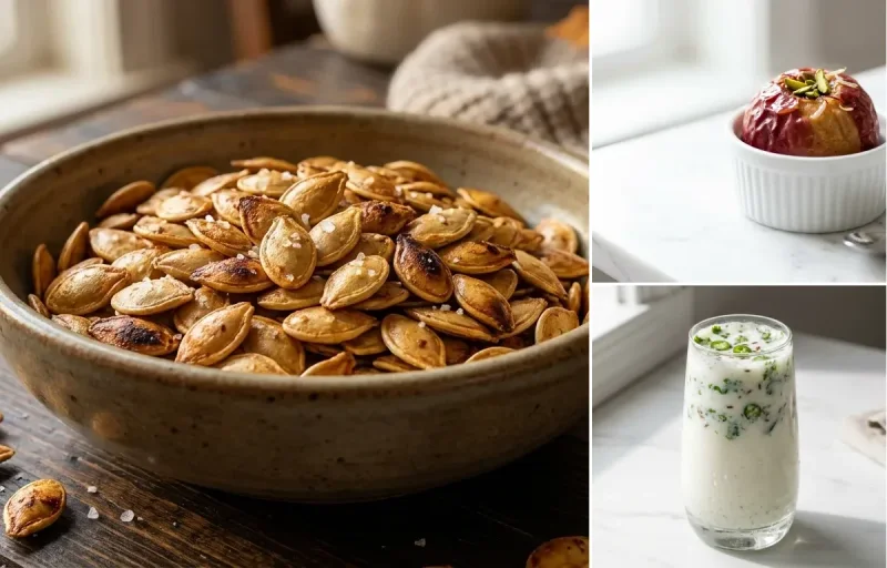 Roasted Pumpkin Seeds with Apple with Spiced Chaas