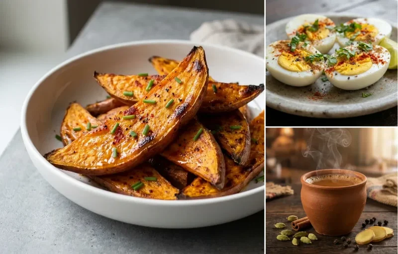 Sweet Potato with Boiled Eggs with Masala Cha