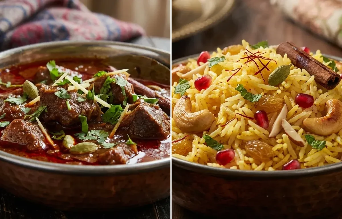 Rogan Josh with Kashmiri Pulao
