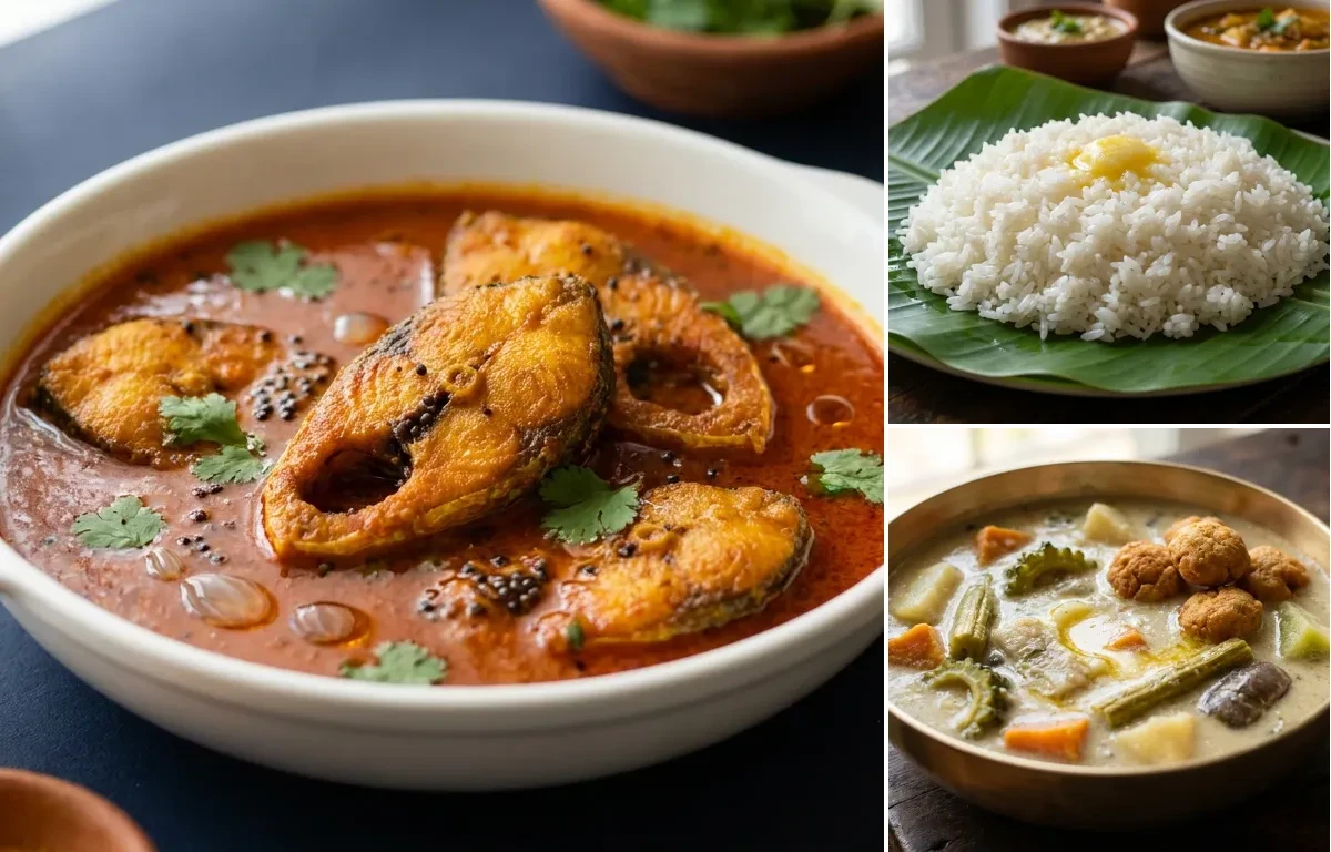 Rohu Machher Jhol with Steamed White Rice with Shukto