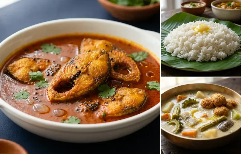 Rohu Machher Jhol with Steamed White Rice with Shukto
