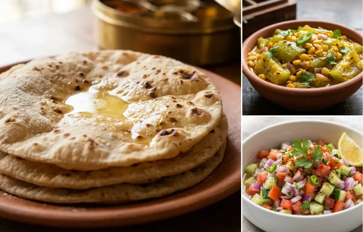 Roti with Nenua Chana Dal Sabzi
