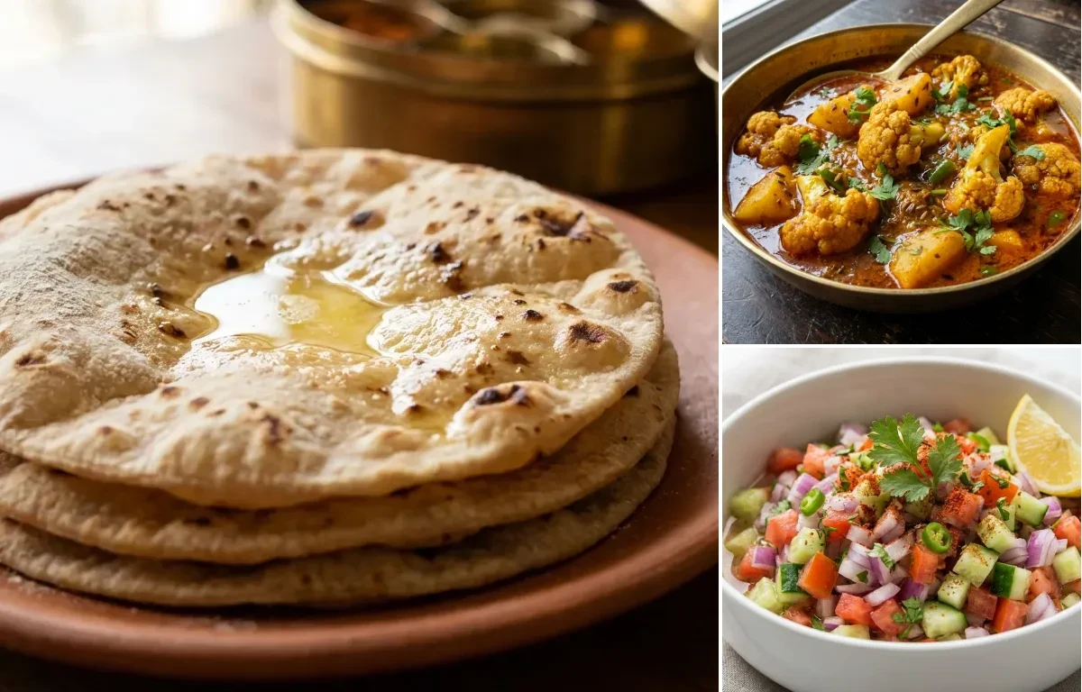 Roti with Phula Kobi Aloo Tarkari