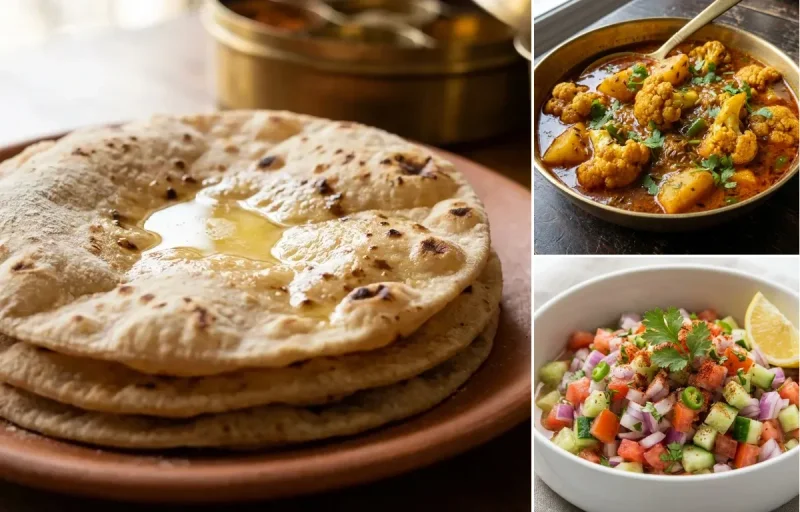 Roti with Phula Kobi Aloo Tarkari