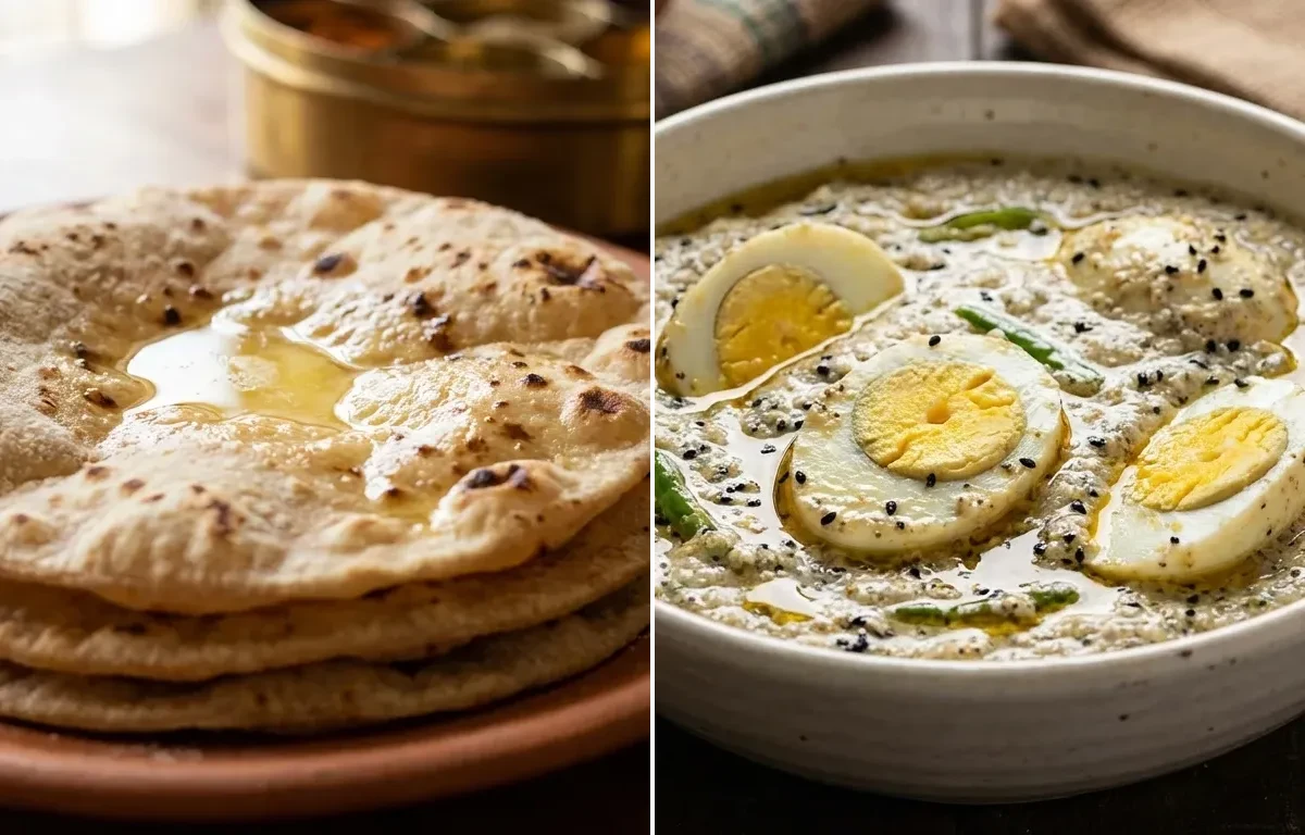 Roti with Bengali Posto Anda