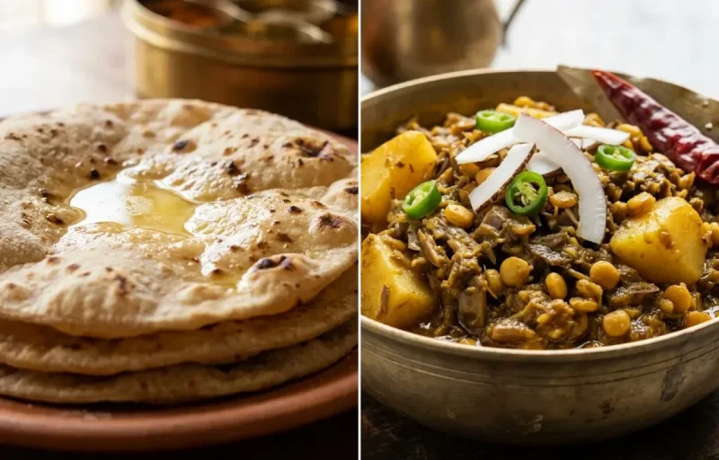 Roti with Mochar Ghonto
