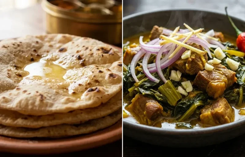 Roti with Pork with Lai Xaak