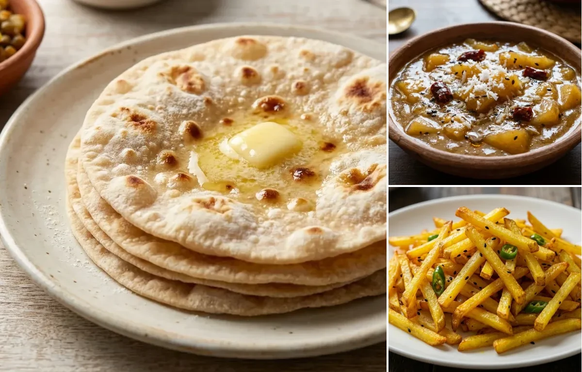 Ruti with Oou Khatta and Aloo Bhaja