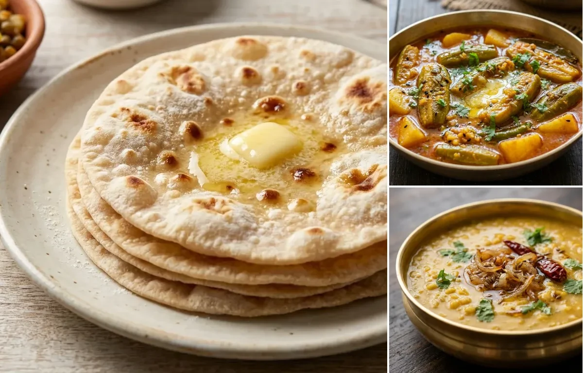 Ruti with Potoler Torkari and Moong Dal Tadka