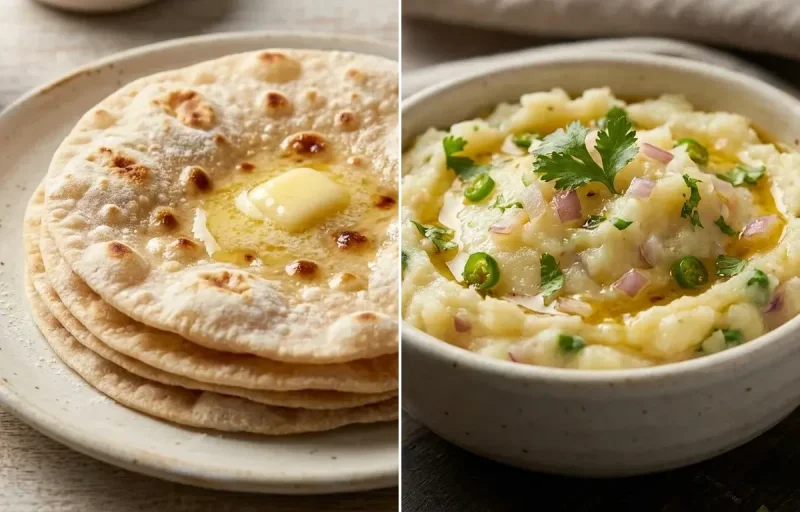 Ruti with Aloo Seddho Makha