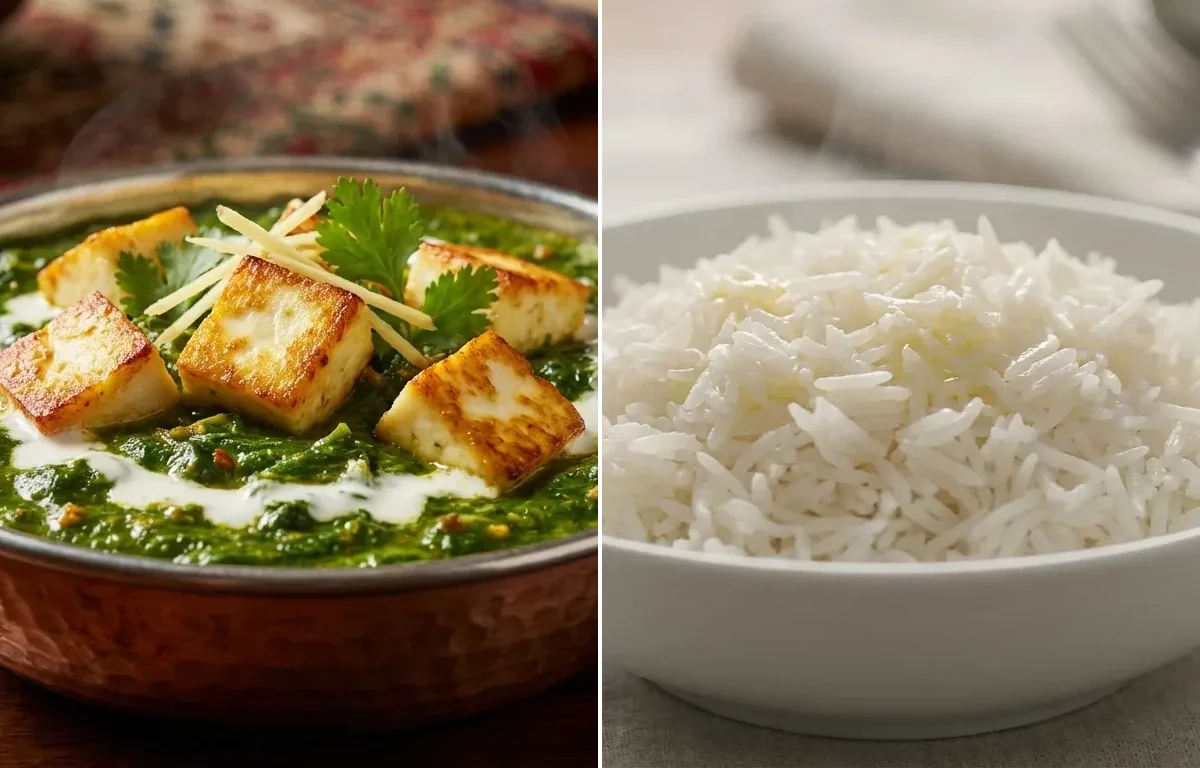 Saag Paneer with Steamed Basmati Rice
