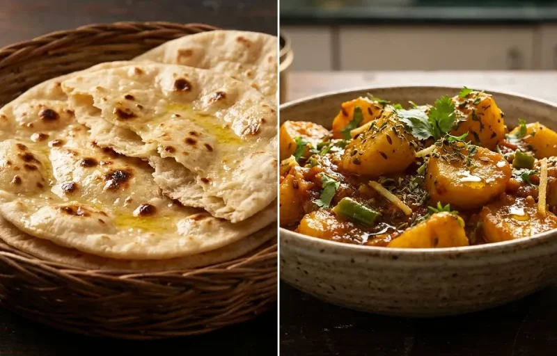 Sada Roti with Aloo Tamatar Sabzi