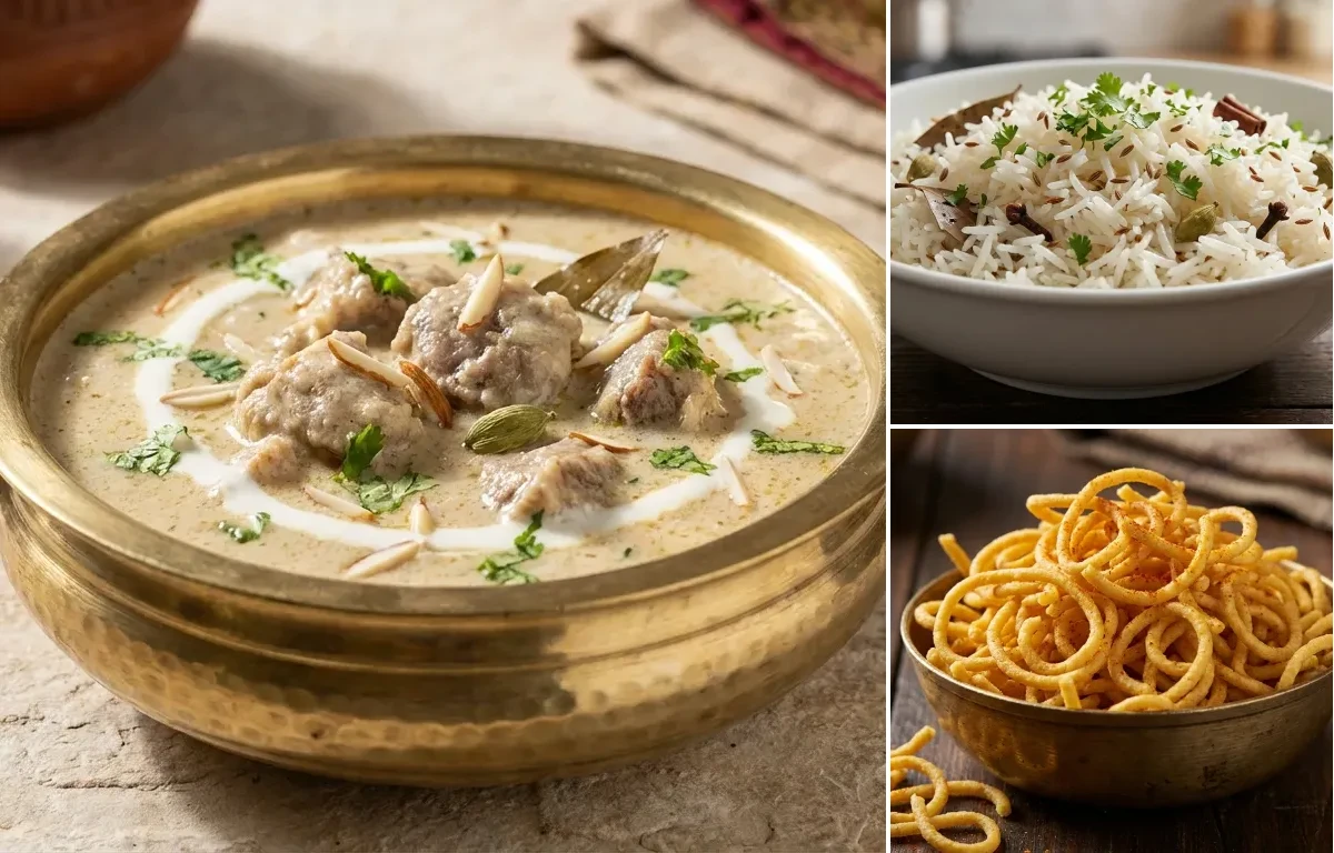 Safed Maas with Aloo Bhujia