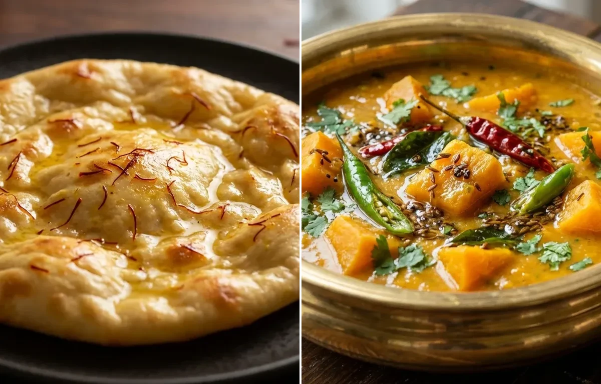 Saffron Sheermal with Kaddu ka Dalcha