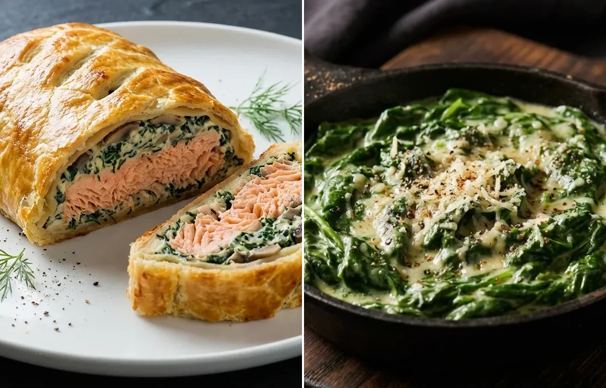 Salmon Wellington with Creamed Spinach