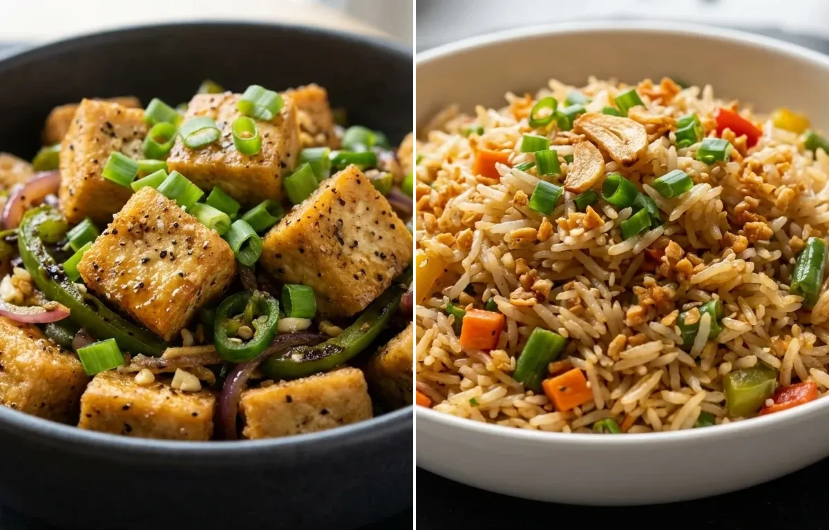 Salt and Pepper Tofu with Burnt Garlic Fried Rice