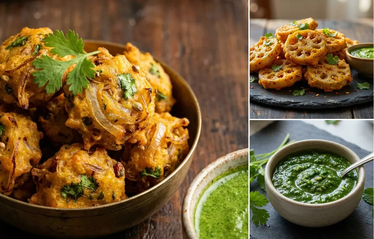 Bhee Pakora with Coriander Mint Chutney