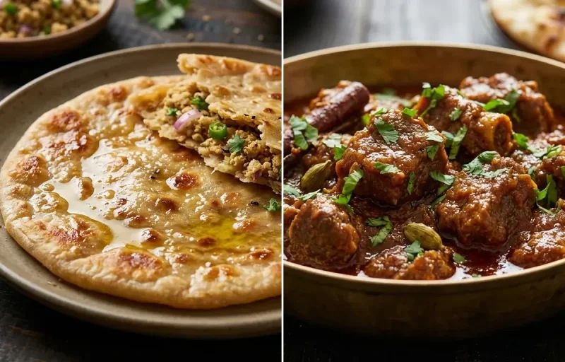 Sattu Paratha with Mutton Bhuna