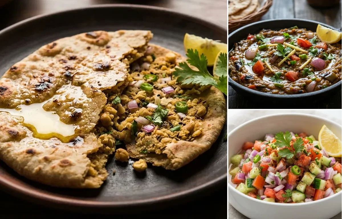 Sattu Roti with Baingan ka Bharta