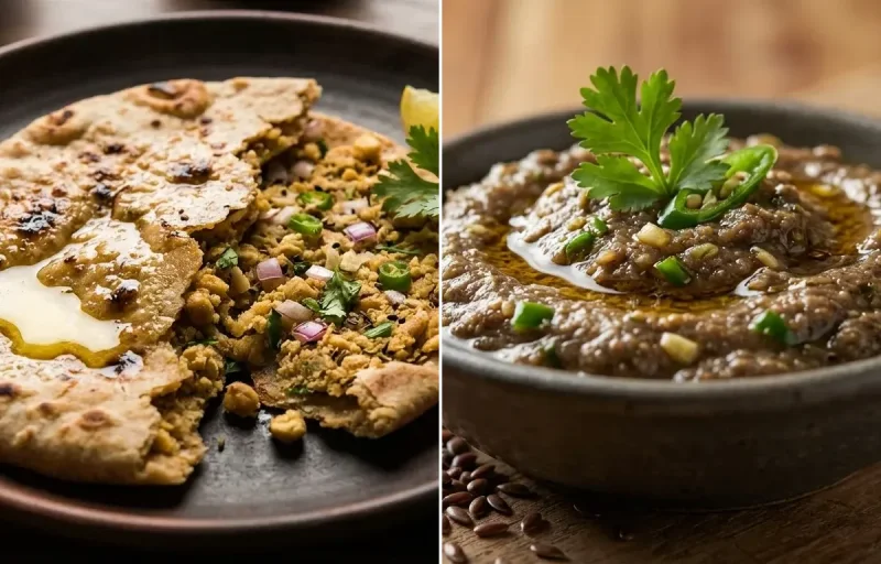 Sattu Roti with Tisi ki Chutney