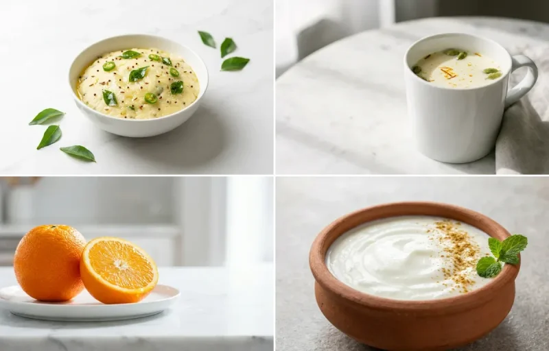 Sattvic Upma with Warm Spiced Milk with Orange