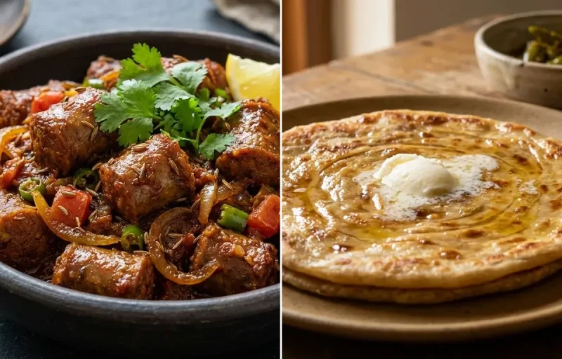 Sausage Masala Fry with Paratha