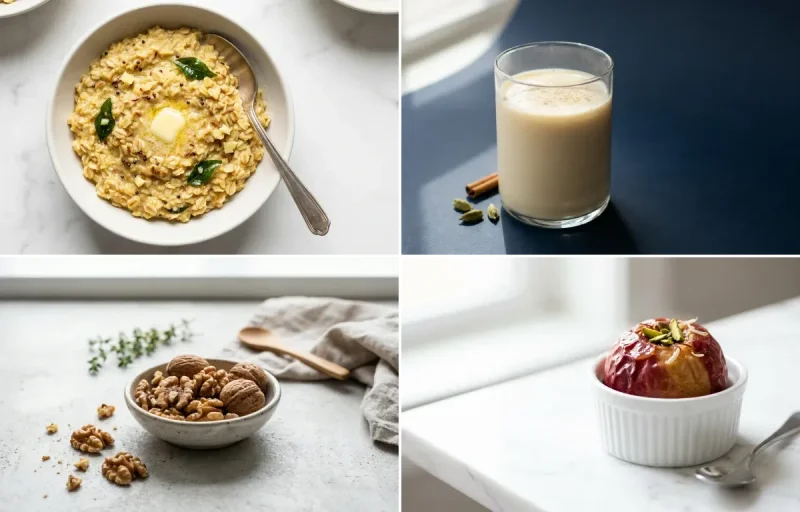 Savory Oats Khichdi with Soy Milk with Walnuts Small Portion with Apple