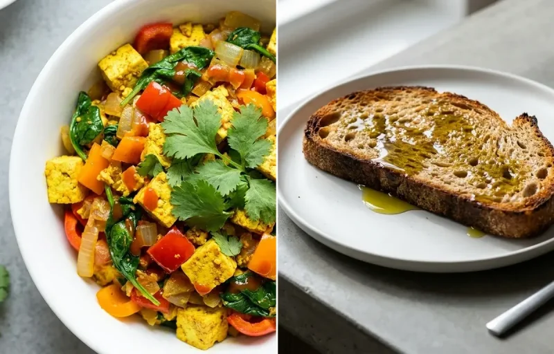 Savory Tofu Scramble with Whole Wheat Toast