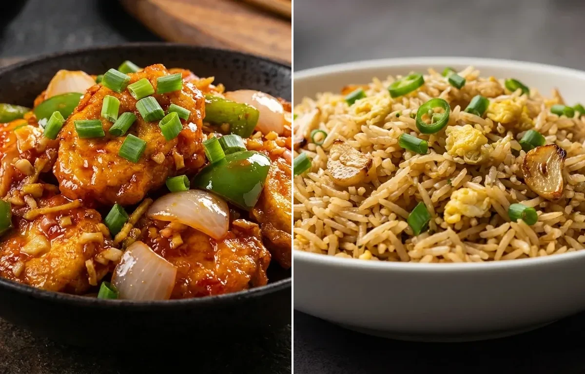 Schezwan Egg Dry with Garlic Egg Fried Rice