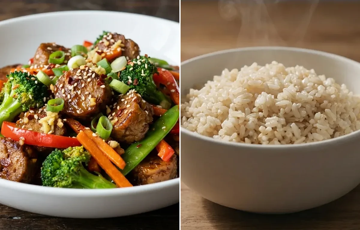 Seitan Stir-fry with Brown Rice