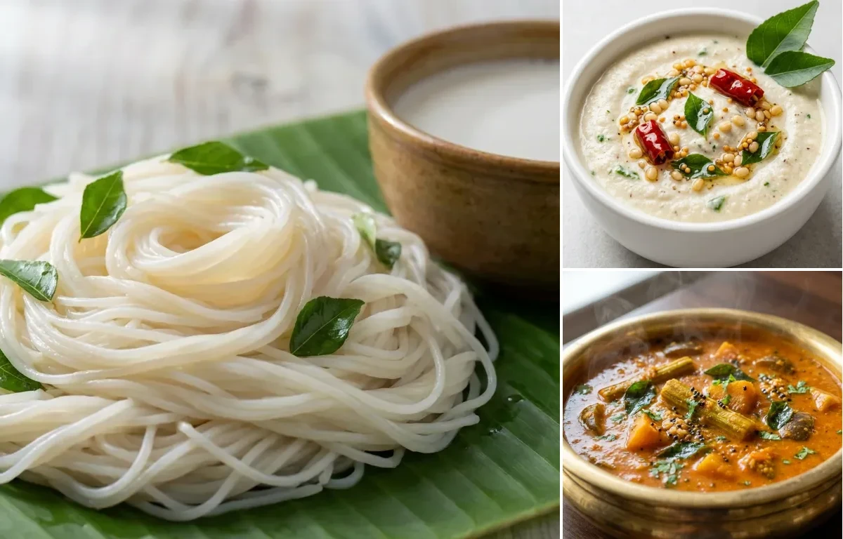 Semige with Coconut Chutney and Kudla Sambar