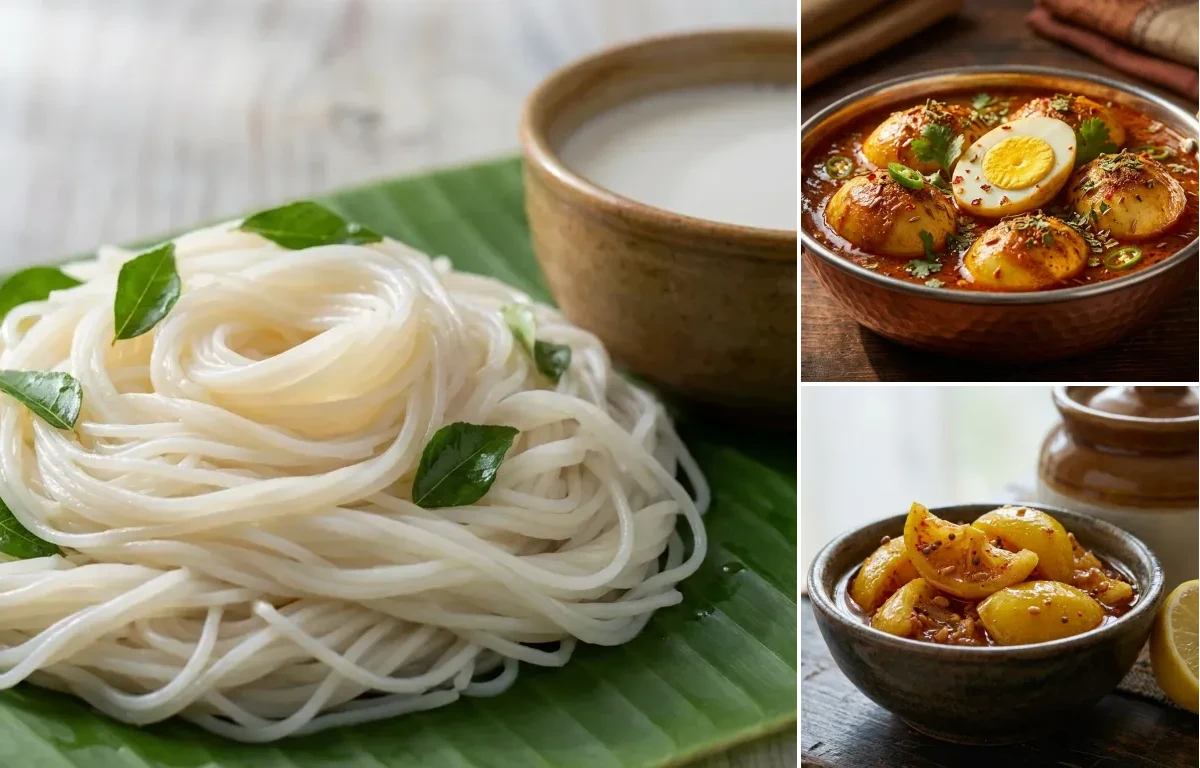 Semige with Egg Curry and Lemon Pickle