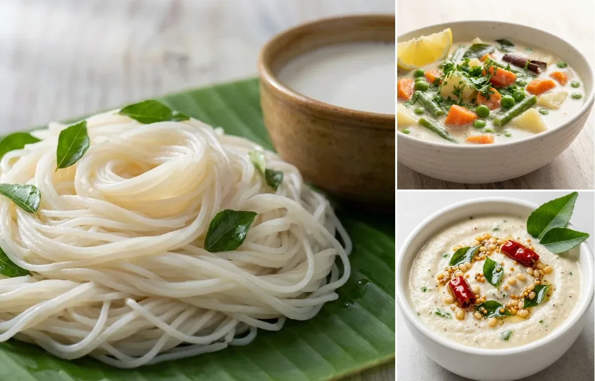 Semige with Mangalorean Vegetable Stew and Coconut Chutney