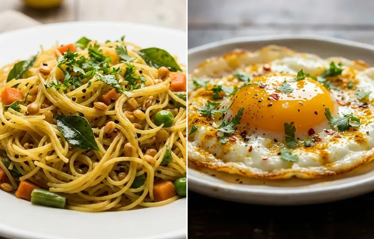 Semiya Upma with Fried Egg