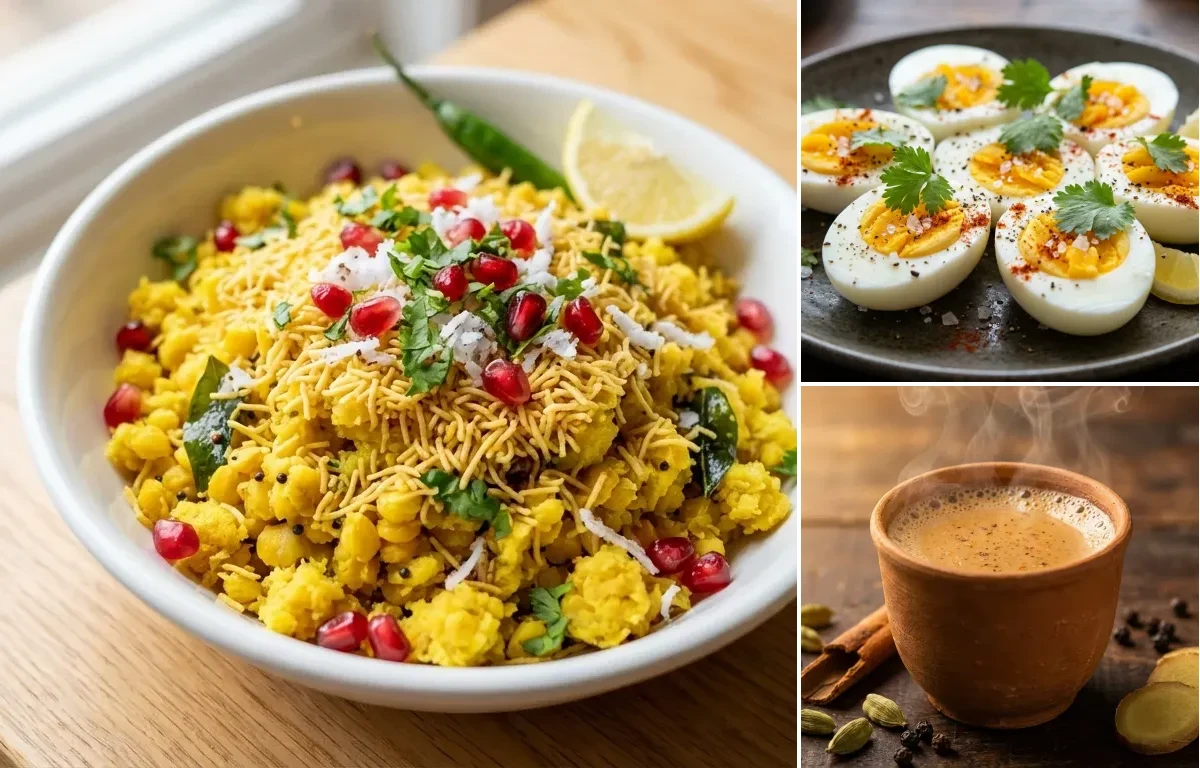 Sev Khamani with Boiled Egg