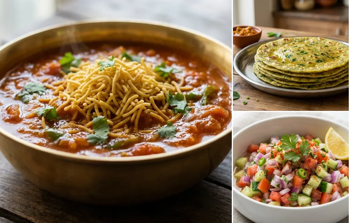 Sev Tameta nu Shaak with Methi Thepla