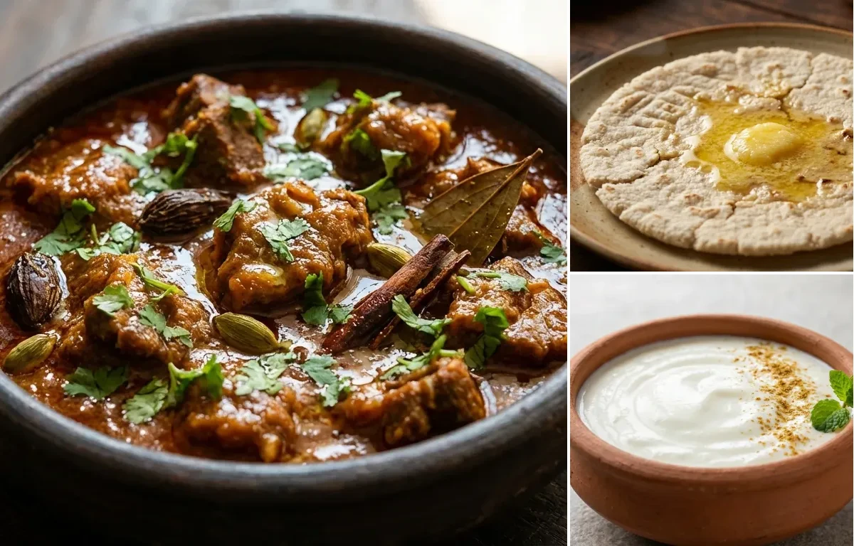 Seyal Gosht with Jowar Bhakri and Dahi