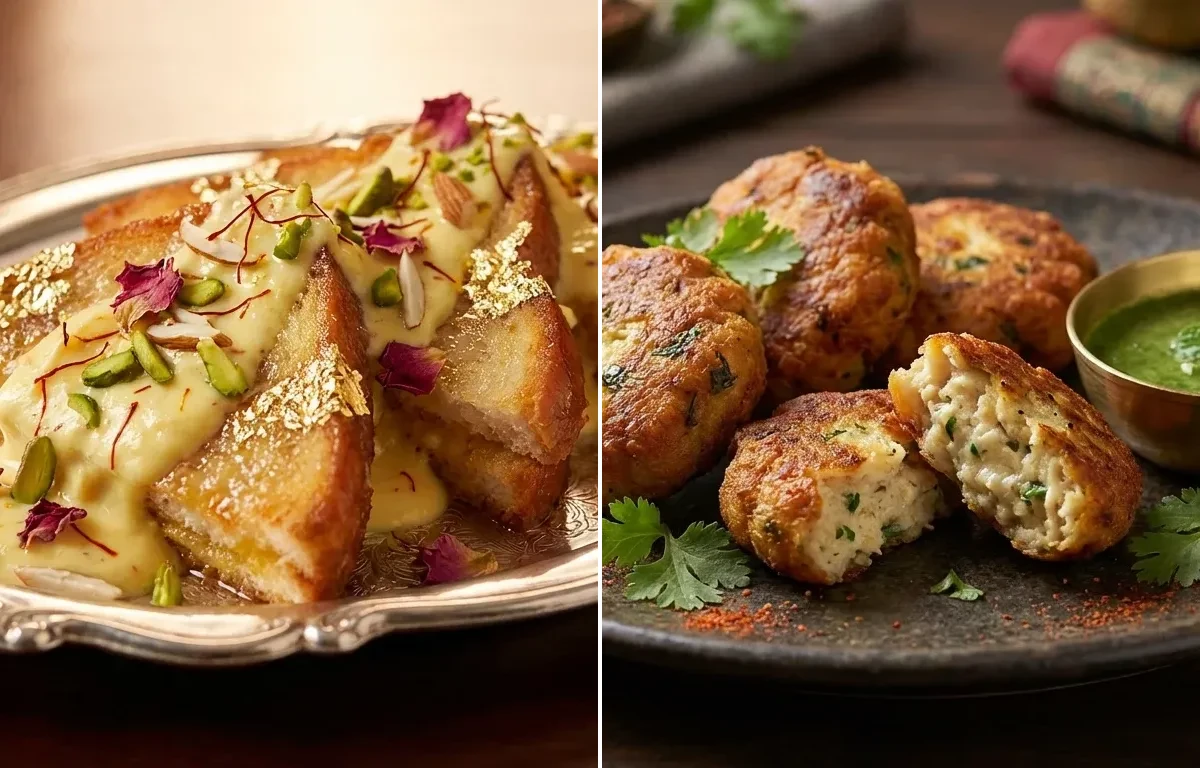Shahi Tukda with Dahi ke Kebab
