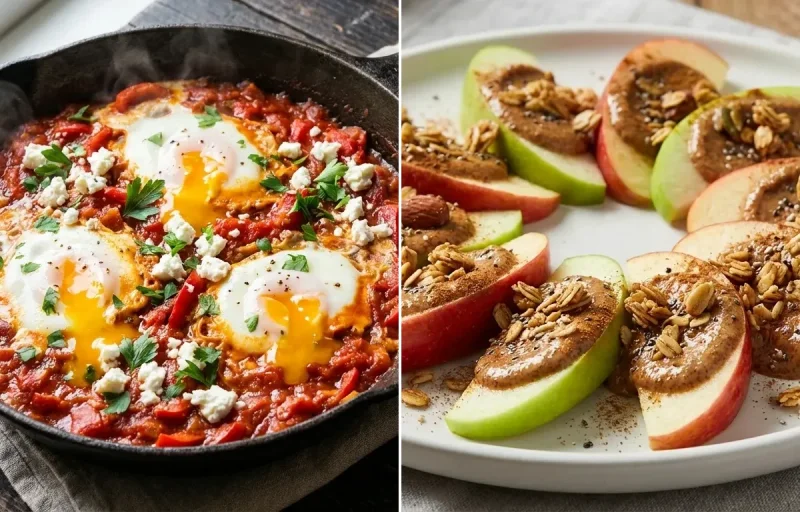 Shakshuka with Apple Slices With Almond Butter