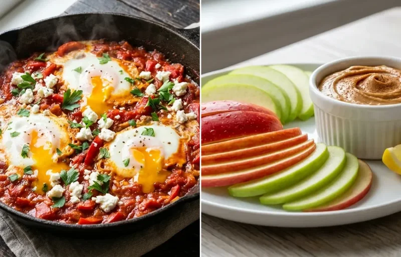 Shakshuka with Apple Slices With Peanut Butter