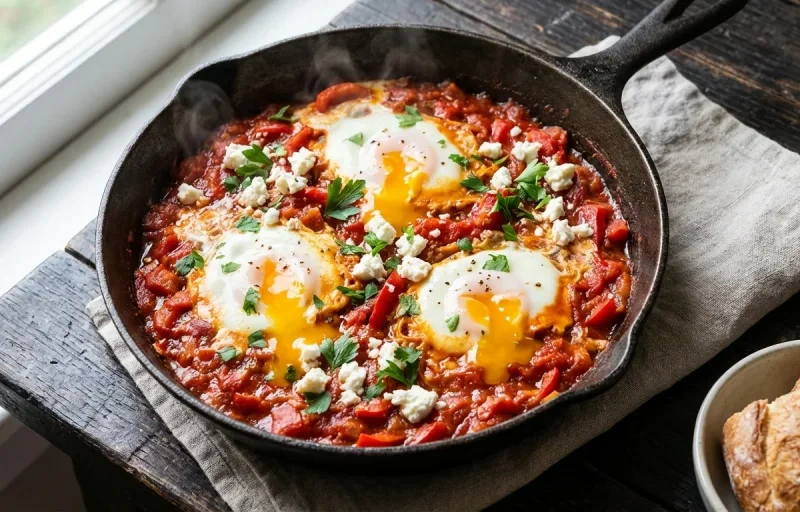 Shakshuka with Cucumber Chaat