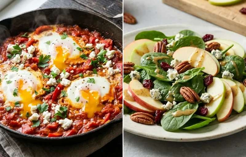 Shakshuka with Spinach Apple Salad