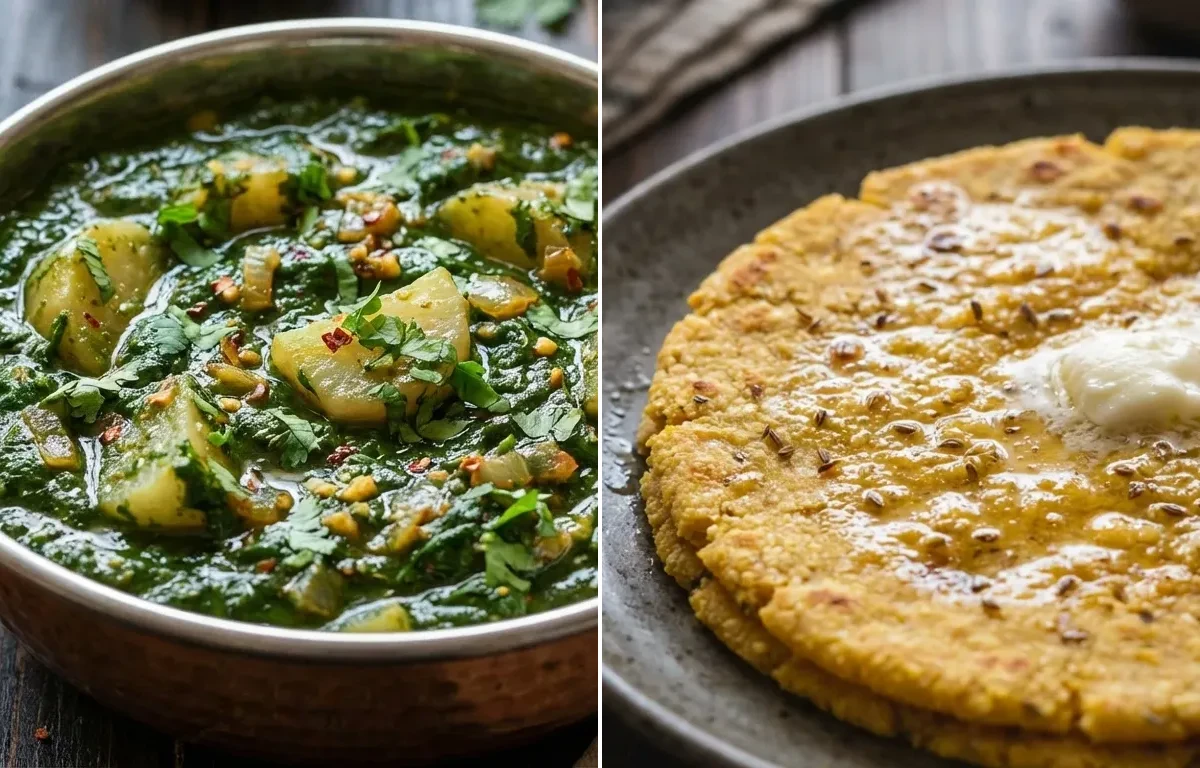 Shalgam Palak Sabzi with Makki di Roti
