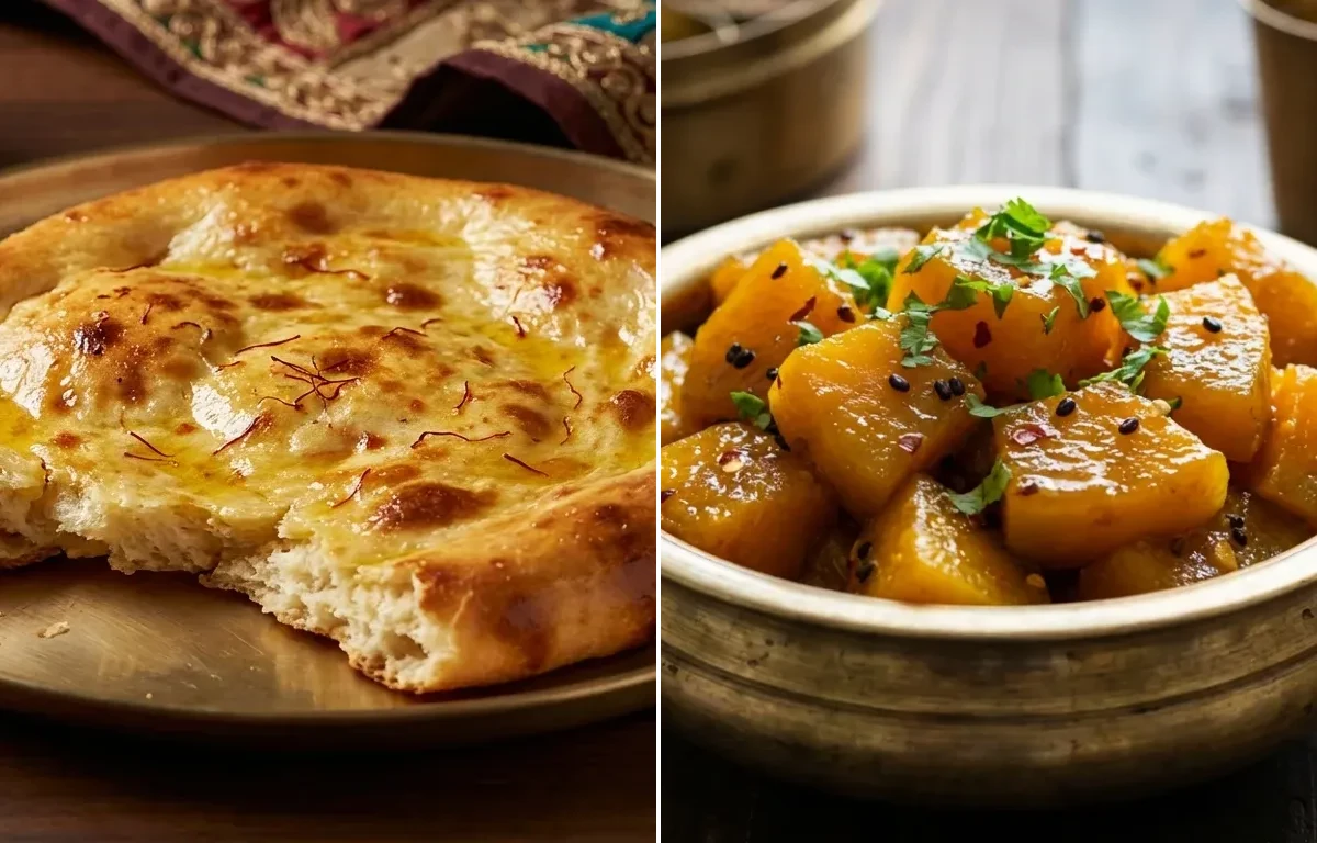 Sheermal with Khatta Meetha Kaddu Sabzi