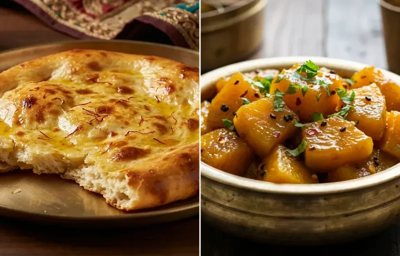 Sheermal with Khatta Meetha Kaddu Sabzi
