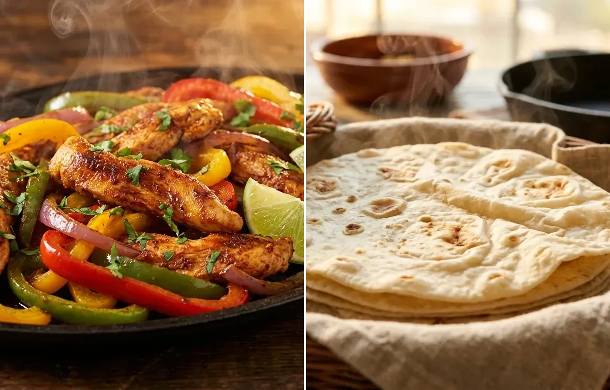 Sheet Pan Chicken Fajitas with Flour Tortillas